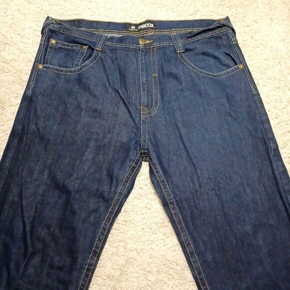 Rare VTG Mecca Denim Jeans Mens 46 x 32 Wide Leg Y2K Baggy Hip Hop Embroidered - Picture 5 of 9